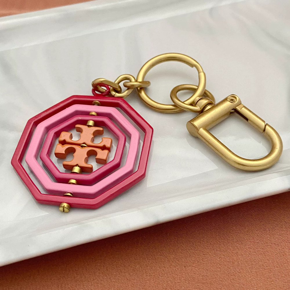 Tory Burch Letter Rotating Keychain Metal Pendant